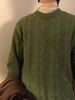 Men's Retro Japanese Cable Knit Sweater - Autumn/Winter Loose Fit, Round Neck Stylish Knitwear