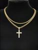 Collana con Ciondolo a Croce Vuota Placcata Oro Minimalista con Chiusura Catena in Acciaio Inossidabile per Donna, Collana con Ciondolo da Donna
