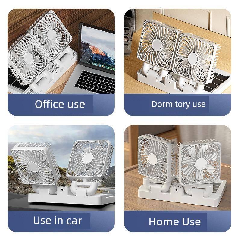 New Mini Fan Portable 5V Truck USB Universal Interface Dual-Head Solar-Powered Car Fan