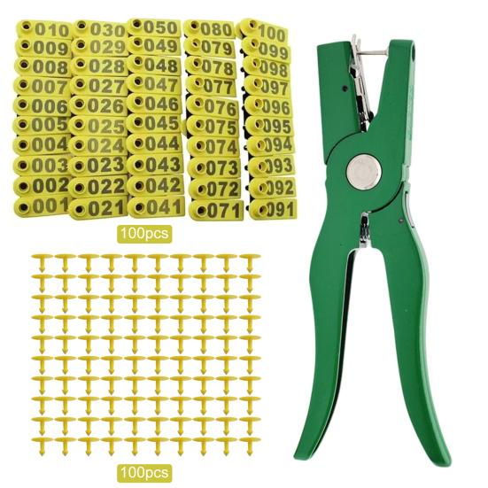 Sheep Ear Tags 001-100 Number Tags Livestock Animal Tags Ear Tag Applicator for Cows Goats Sheep Pigs Farm Animals