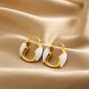 Vintage Enamel Color Round Hoop Earrings for Women Gold Plated Creative Circle Ear Buckle Hoops Zircon Party Gifts