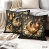 4Pcs Islamic Cushion Cover Ramadan Gold Moon Lantern Flower Printed Pillow Case Polyester Home Decor Sofa Living Room 2D Flat