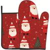 High Heat Resistant Santa Claus Christmas Tree Oven Gloves and Pot Holders Set, Ideal for Baking, Cooking, and BBQs