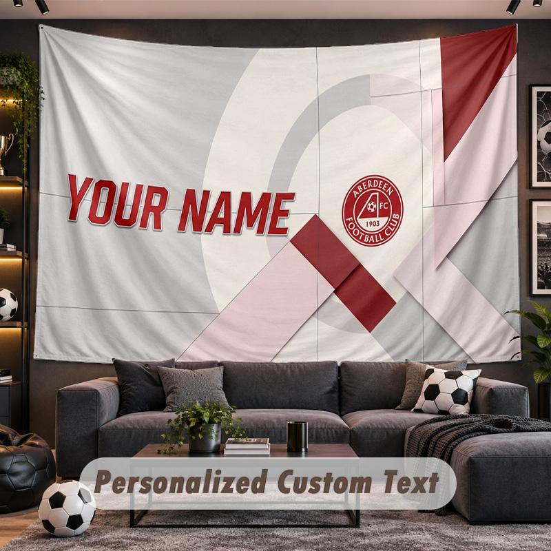 Aberdeen FC Personalized Tapestry Support Custom Name, Wall Art Home Decoration