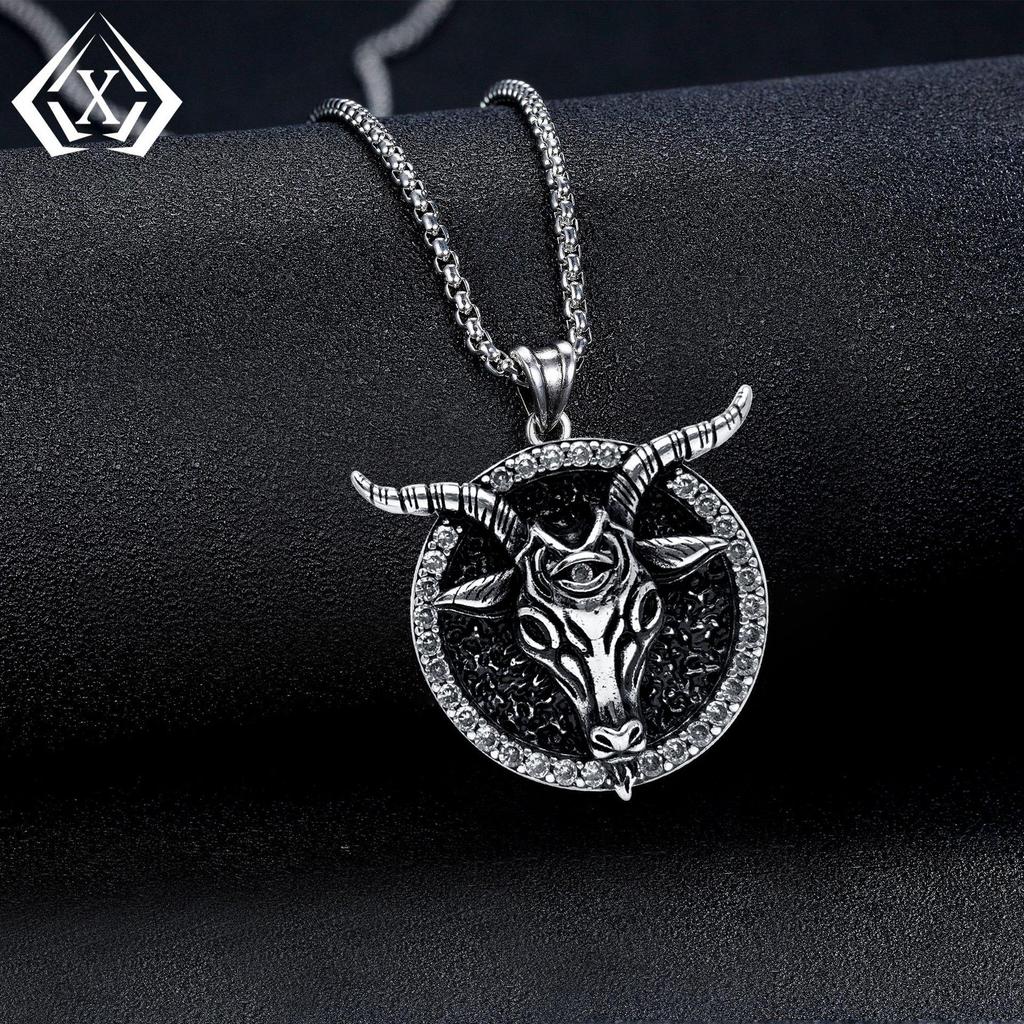 Xiweier Retro Bull Head Necklace - Unisex Copper Pendant