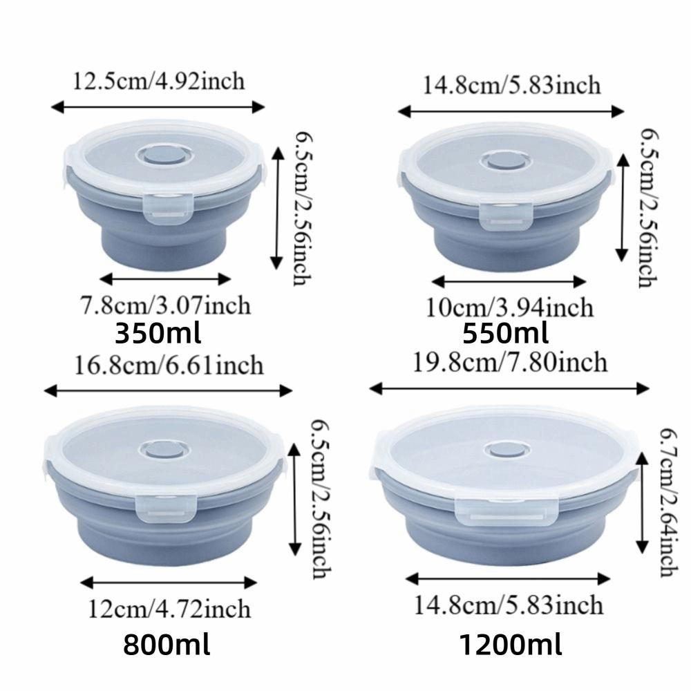 with Lids Portable Food Container Solid Colors Silicone Collapsible Bowl Outdoor