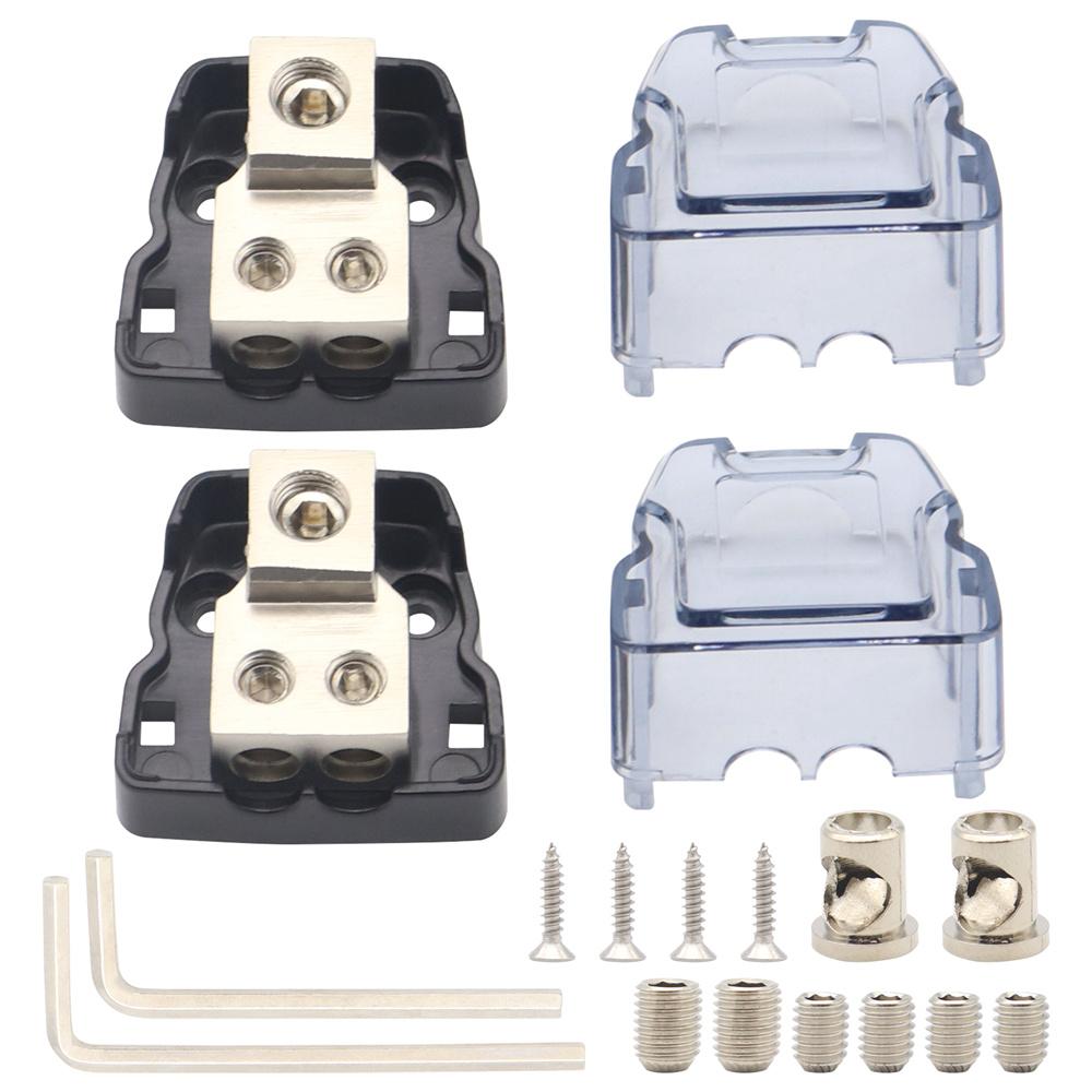 2Pcs Car Audio Amp Power Ground Distribution Block 4 Gauge Input 8 Gauge Output