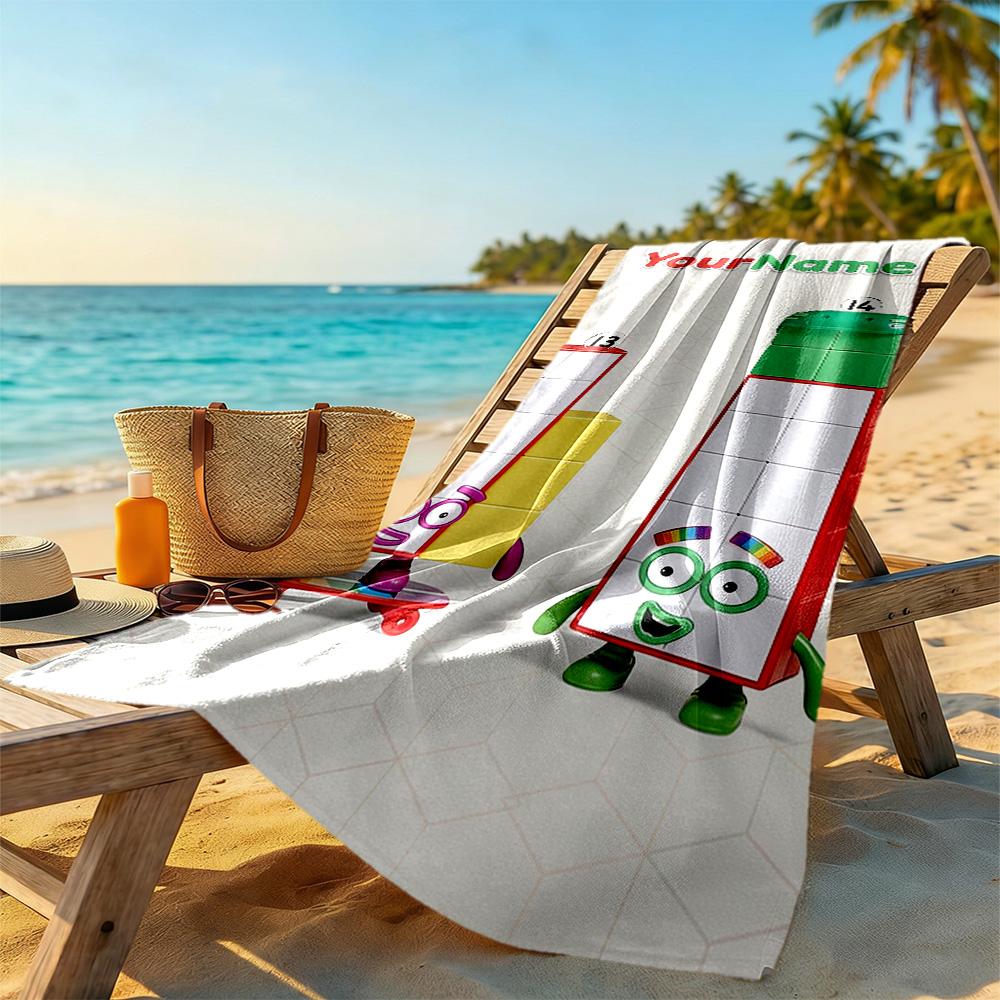 Numberblocks Customizable Name Beach Towel Soft Durable Quick-Dry Ideal for Travel Outdoor Swim Pool Yoga Surf Camping Hiking Gym Gift Holiday