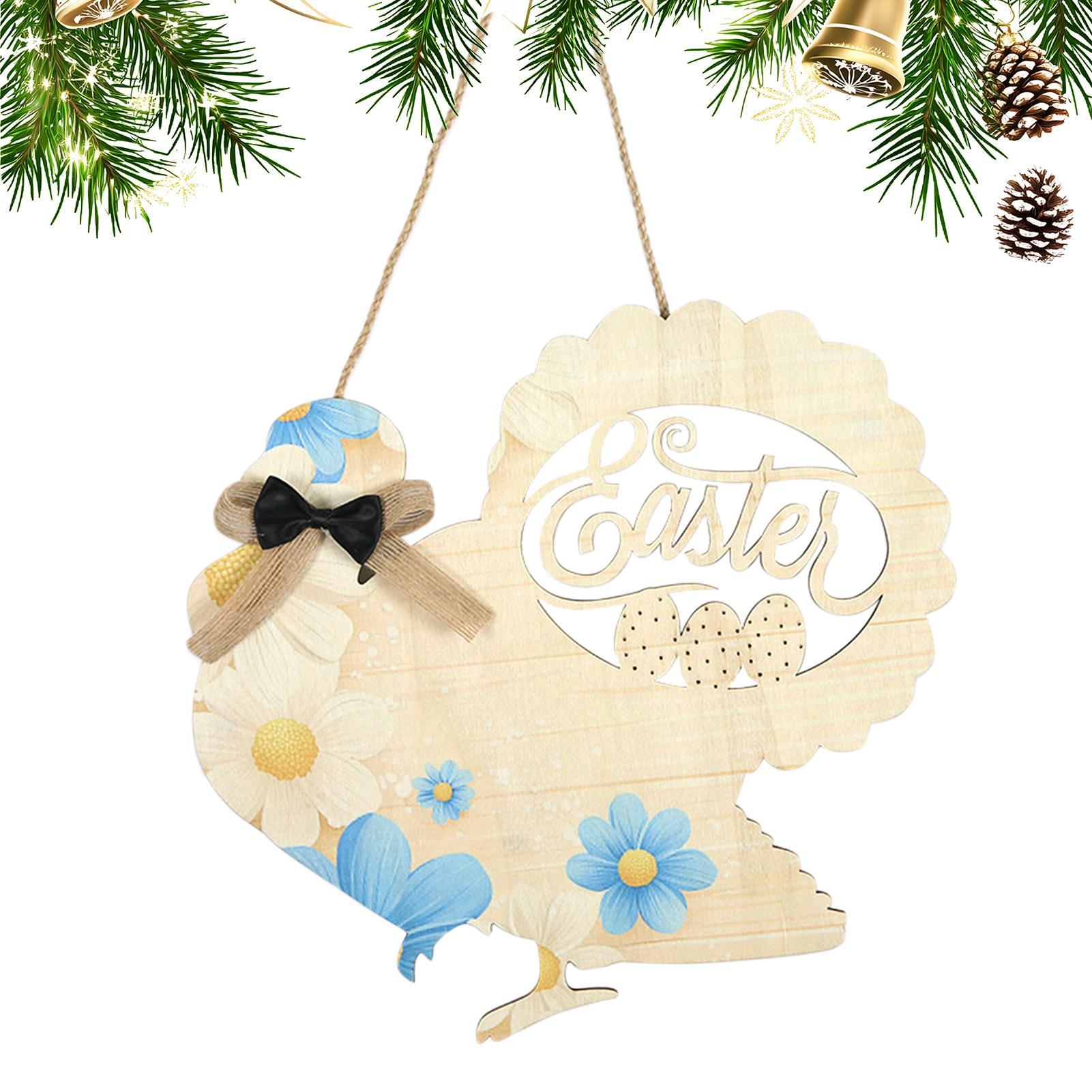 

Flower Hen Easter Wreath Wooden Rustic Easter Chicken Shape Door Decor Sign Spring Party Decoration Flower Hen Pendant CN