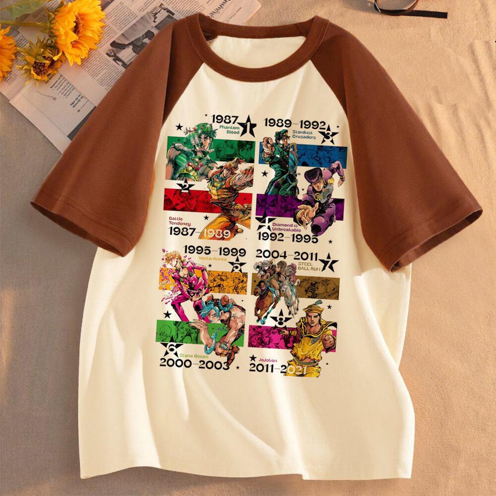 Jojo Bizarre Adventure Steel Ball Run Mädchen Anime Ästhetik Klassisch Trendiges T-Shirt Retro Grafik Digitale Popkultur Bunt