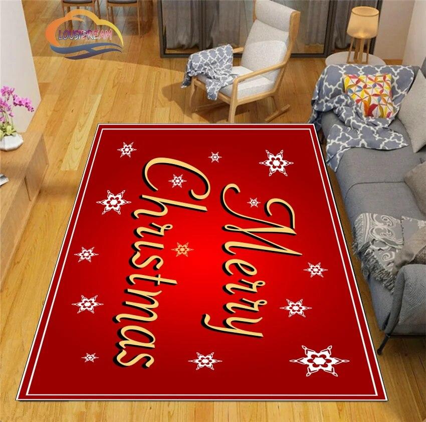 Christmas Rug Santa Playroom and Bedroom Plush Carpet Non-slip Soft Play Mat Bed Area Rug Parlor Decor