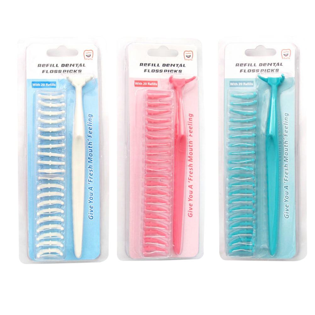 Buy 20pcs Replacement Dental Floss Head Disposable Interdental Brush