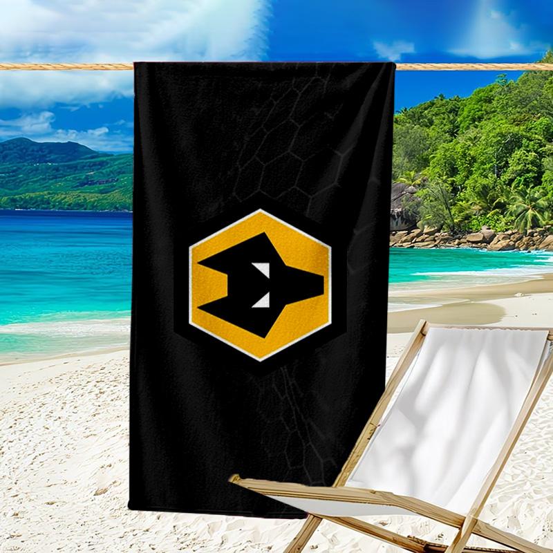 Asciugamano da Spiaggia Stampato con Emblema Wolves Football Club, Microfibra Super Morbida, Regalo Perfetto Compleanno, per Piscina, Spiaggia, Viaggio, per famiglia e amici