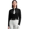 FILA Golf Series Casual Business Elegant Knit Long Sleeve Polo Shirt With Scarf Women tops A11W545201FBK