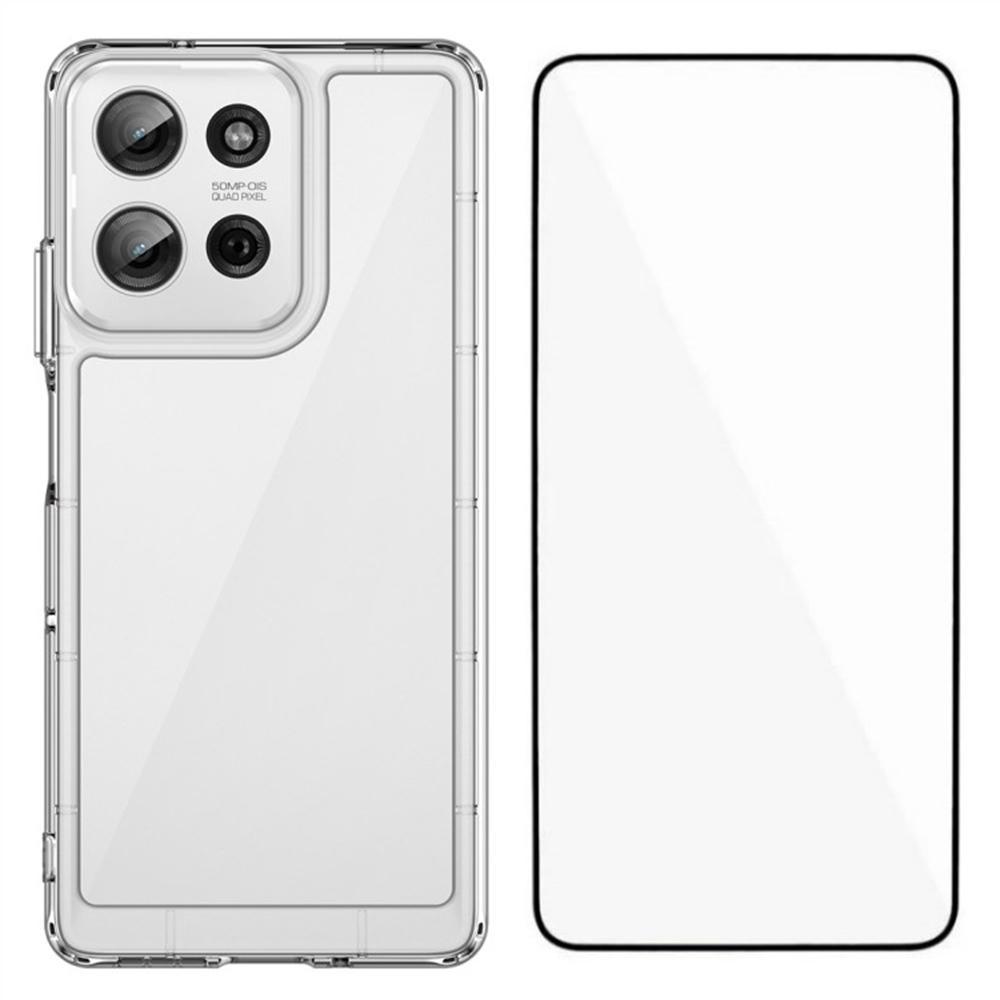 

Чохол WANLONFENG серії MF для Motorola Moto G75 5G з ТПУ+акрилу, прозорий чохол для телефону з плівкою із загартованого скла A