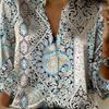 Bohemian-style Long-sleeved Blouse - Women's Casual Collar Button-down Shirt, Suitable for Spring, Casual Outfits and Daily Wear
