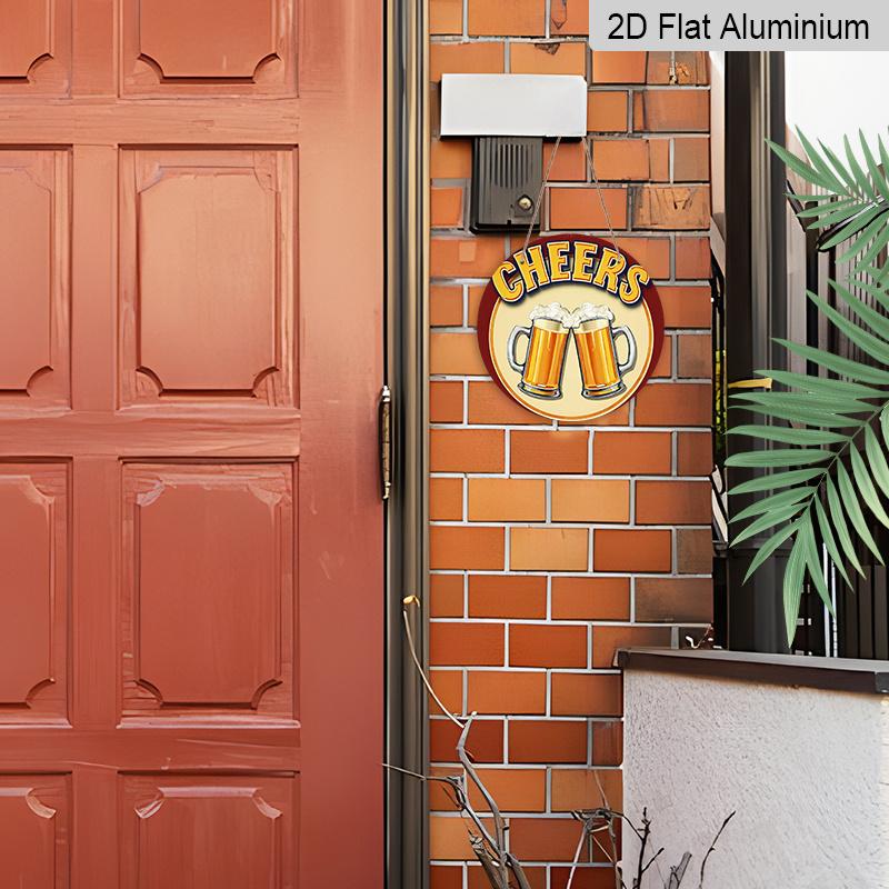 2D Flat Aluminum 7.87 Inch X 7.87 Inch Beer Glass Style Wall Decoration, Vintage Style. Suitable for Bars, Living Rooms, Kitchens, Cafes, Porches
