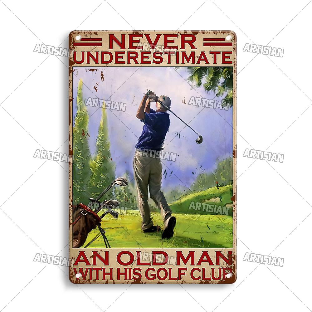 Artisian Golf Golfer Metal Sign Sport Tin Plaque Vintage Decorative Poster Wall Decor Garage Bar Pub Club Hotel Cafe Kitchen