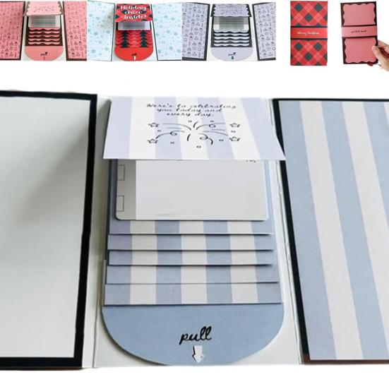 Handmade Waterfall Christmas Gift Card Booklet Creative Holiday Gift Card Festive Cash & Voucher Holder for Group Gifting