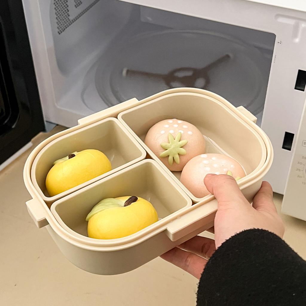 Detachable 3 Compartments Plastic Lunch Box For Kids School Picnic Portable Leak-proof Cartoon Fruit Bento Box Microwave Safe