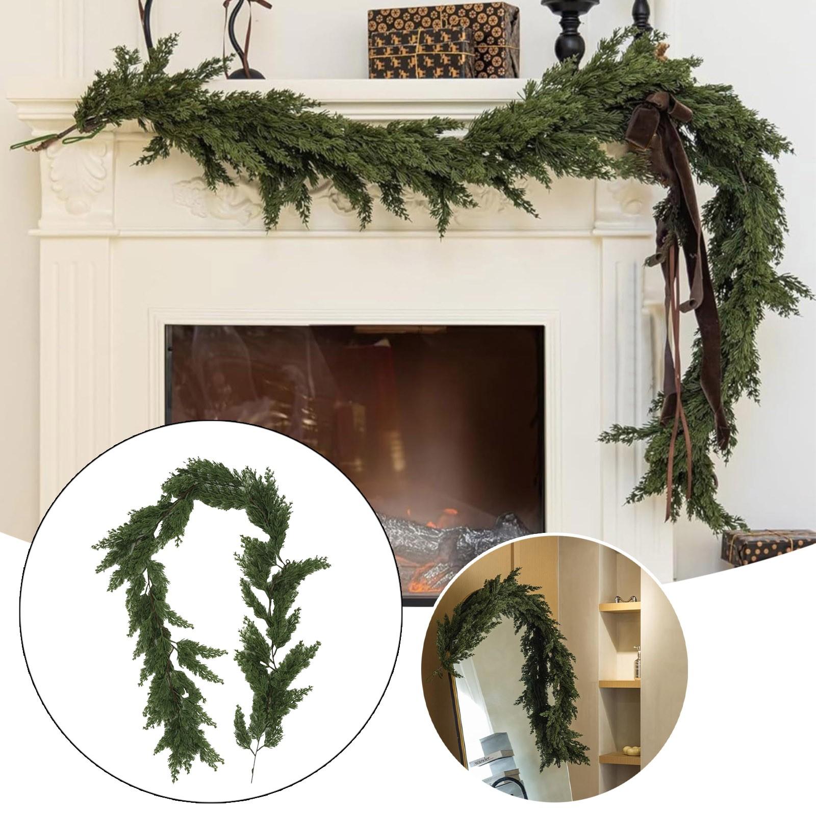 

180cm Artificial Pine Garlands Green Rattan Fireplace Decoration Christmas Pine Wreath Party Supplies Xmas Hanging Ornaments One Size зелёный