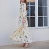 Summer new women's clothing, European and American dresses, elegant casual loose plant print dresses