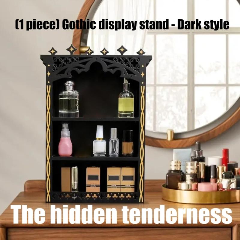 Large Gothic Crystal Display Shelf for Wall,Wooden Gem Stone Rock Storage Holders Trinkets Organizers,Spiritual Gift