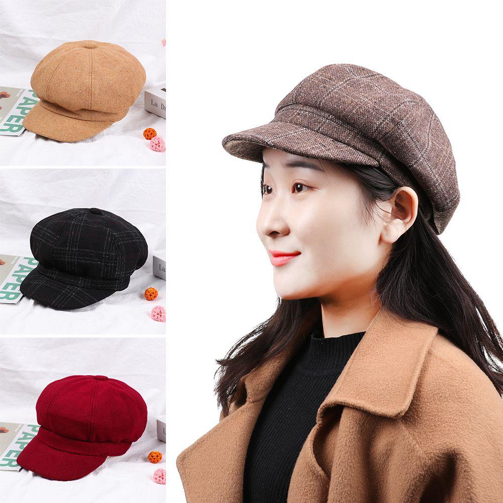 Casual Cotton Autumn Winter Painter Newsboy Caps Women Beret Sombrero Octagonal Cap Hats