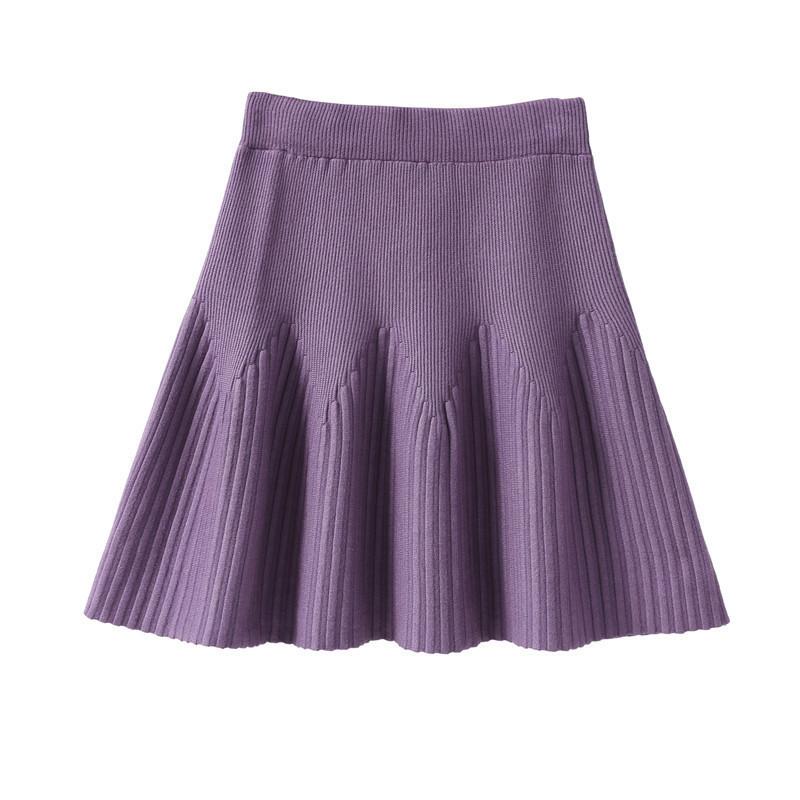 Women's Knitted Short Skirt A-line Knitted Skirt High Waist Knitted Skirt Autumn/Winter