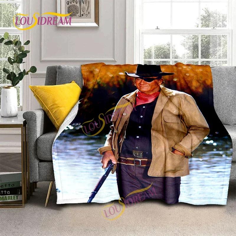 John Wayne Blanket Super Soft 3D Printed Famous Cowboy Actor John Wayne Flannel Blanket Home Bedroom Washable Warm Lazy Blanket