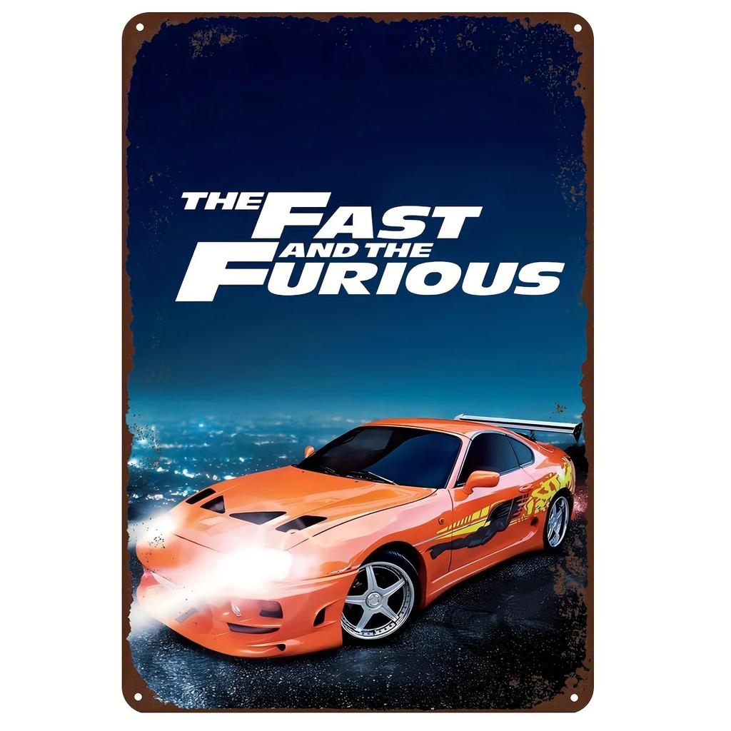 Nástěnné cedule Rychle a zběsile Vintage Regálový vůz Kovový plechový znak Plakátová deska Dekorace Bar Garáž Domácí dekorace Klasický plechový S