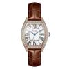 Barrel-Shaped Simple Watch Women'S Fashion Diamond-Encrusted Roman Face Leather Waterproof Women'S Watch