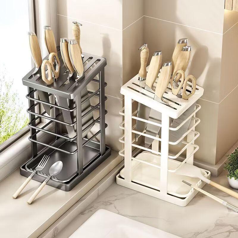 Multi-functional Countertop Kitchen Knife Block with Storage