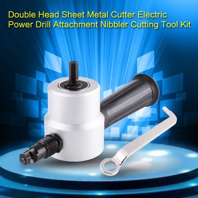 Cortador de Chapa Metálica Doble Cabezal Mordisqueador de Hierro Herramienta de Corte Accesorio para Taladro Eléctrico Modificación Placa Punzonadora Tijeras Ajustable