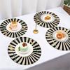 4 Stück Schwarz-Weiß Gestreifte Runde Tischsets 38,1 cm Frühlings-Tischsets, Geeignet für Party-Küche-Restaurant-Dekoration