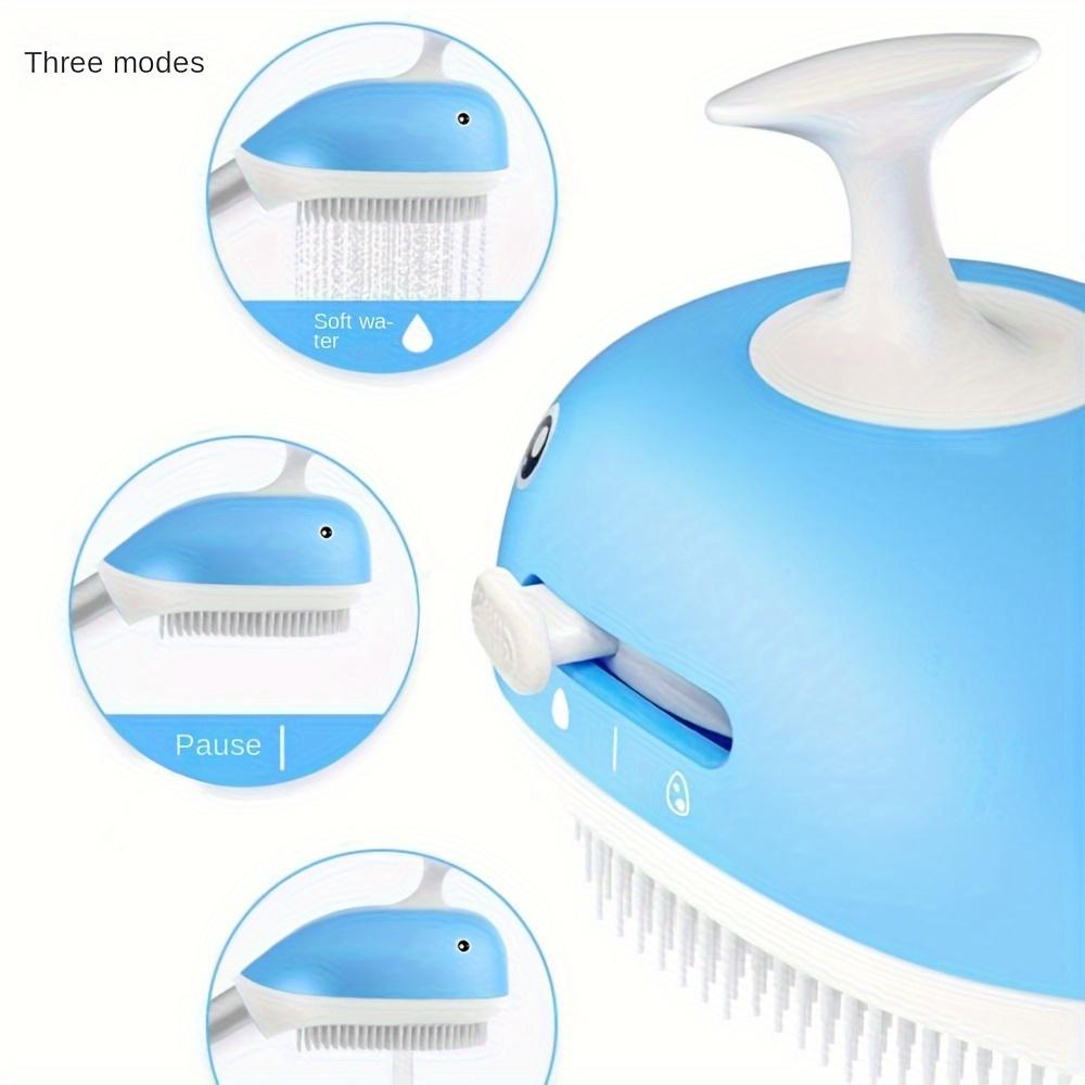 1 Set Cute Whale Shaped Showerhead with Soap Dispensing Silicone Brush Ideal for Bathing and Washing Hair, Round Plastic Design with Three Modes,
