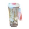 Water Bottle High Value Student Water Cup Lily of the Valley Coffee Cup Will Carry Rope Plastic Cup Summer Double Drinking Cup