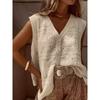 Crochet V-Neck Vest Cardigan Sleeveless Knit Top Women
