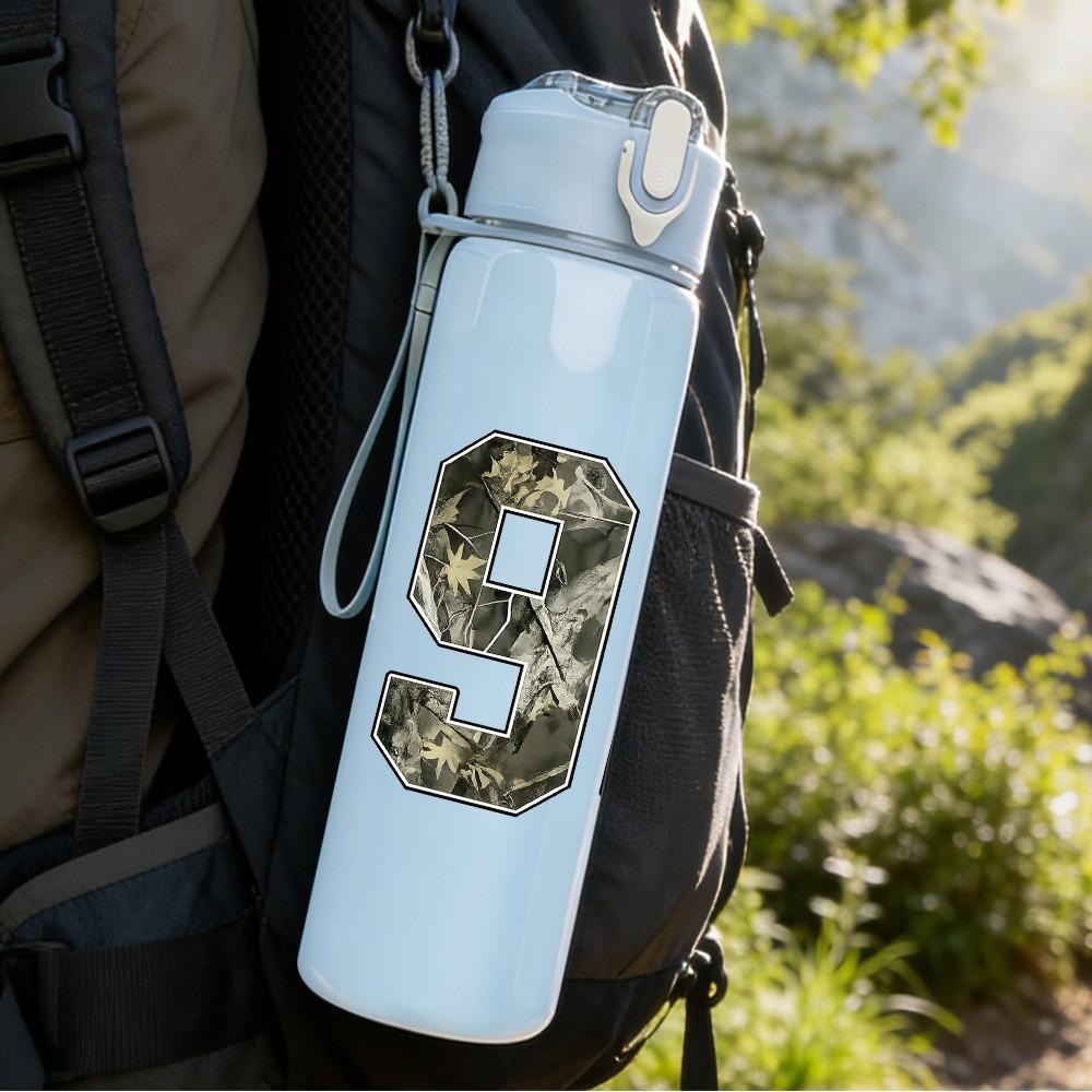 1PC Number Ninety Eight Retro Text Print 750ml Color Plastic Sports Water Bottle Leakproof Flip Straw Lid Suitable for Sports Office Home Use