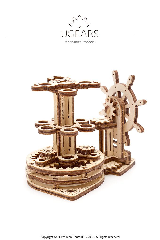 Ugears Wooden DIY Building Toy for Imagination and 70074 Wheel-Organizer, Blocks, Puzzle, Creativity,