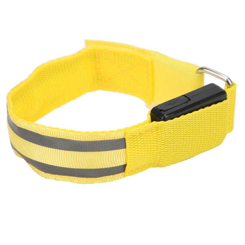 Reflective LED Light Armband Dual Luminous Strips Light Up Bracelet Wristband for Night Running Battery PoweredYellow