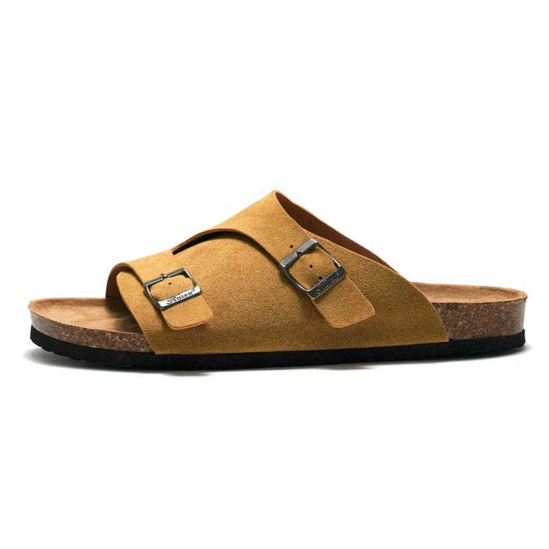 Modemarke Unisex Korkschuhe Frau/Mann Nubuk Clogs Sandalen Sommer Strand Hausschuhe Zuhause Freizeit Pantoletten Damen Gürtelschnalle Sandalen 2025