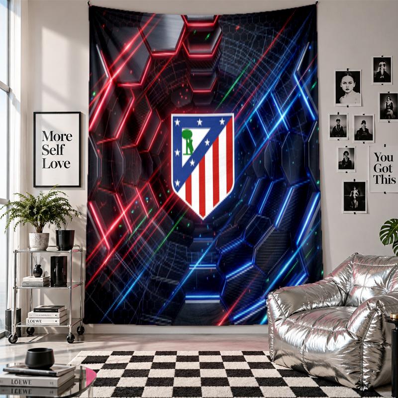 Arazzo da parete dell'Atletico Madrid Decorazione per la casa Tessuto da appendere alla parete per Camera da letto Soggiorno Sfondo