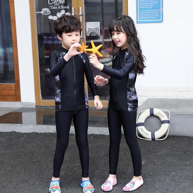 Kids' Sun-Protective Long Sleeve Swimwear Set - Quick Dry for Boys, Girls, and Parent-Child Beach Outings