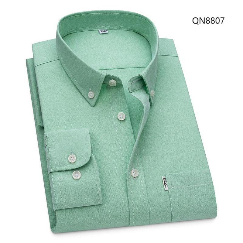 Spring and Autumn New Fashion Trend Pure Cotton Youth Fashion Versatile Oxford Solid Color Men's Long Sleeve White Work Shirt