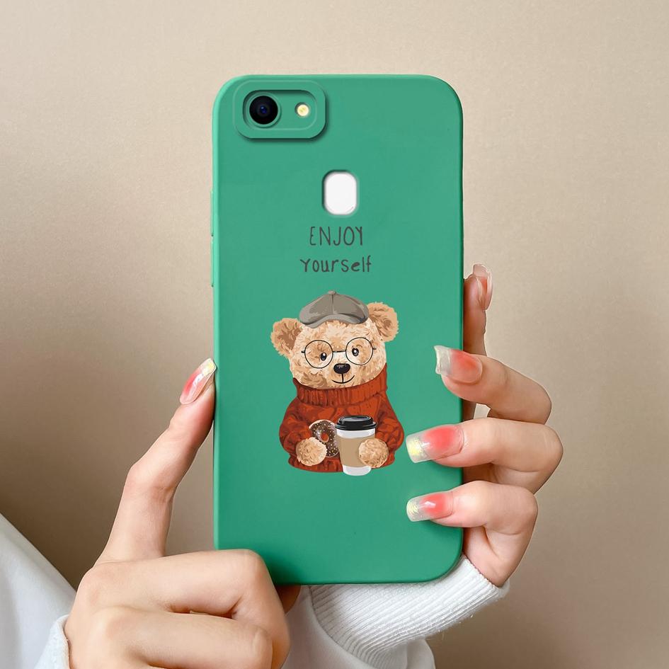 For Oppo F5 F11 F17 F9 F21 F7 F19 F15 Pro Phone Cases Fashion Little Bear Liquid Silicone High Definition Anti Fall Protective Covers For Oppo Housing