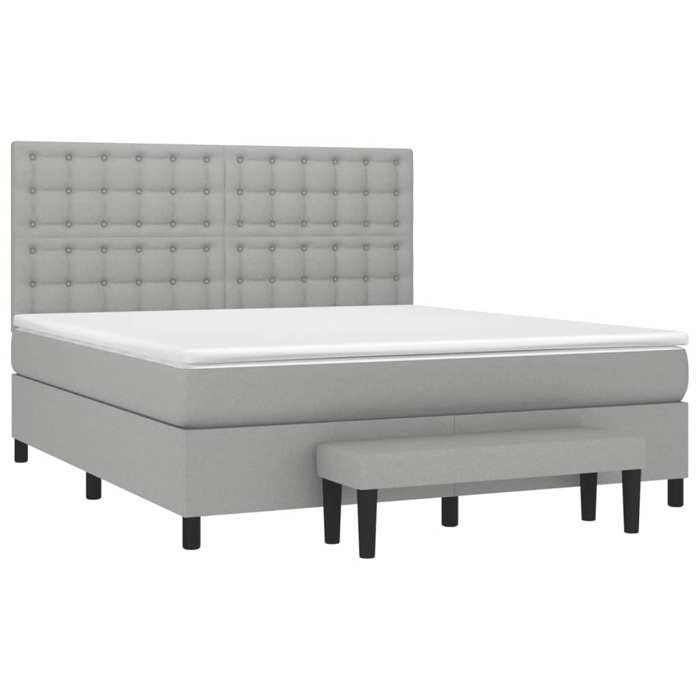 Maison Exclusive - Sommier à lattes de lit avec matelas Gris clair 160x200cm Tissu