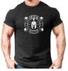 Militia Black Gym Fitness Tshirt Featuring A White Spartan Helmet And Barbell Graphic