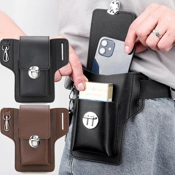 1PC Vintage PU Marsupio in pelle Custodia per cellulare Custodia per cellulare Borsa da cintura per uomo Portafoglio