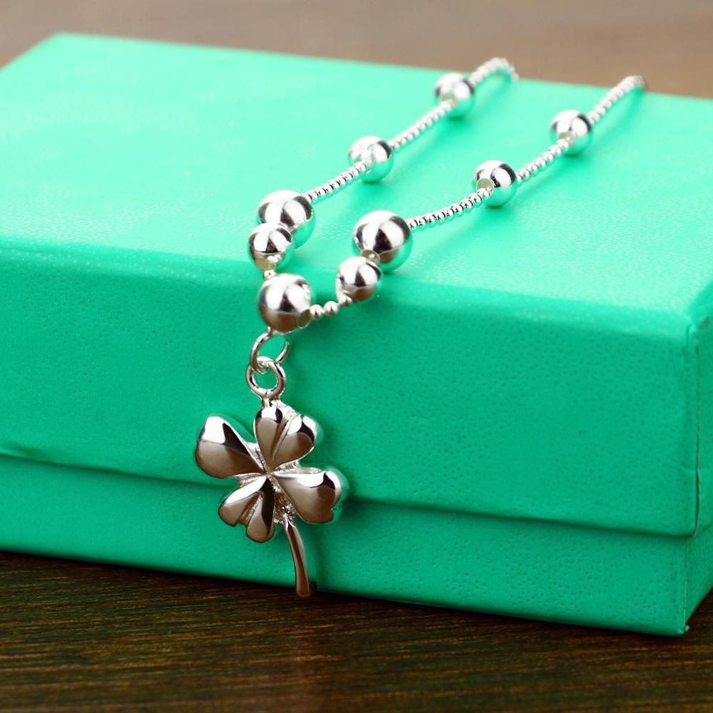 Böhmen Mode Klee Fußkettchen 100 % 925 Sterling Silber Fuß Strand Ball Fußkettchen Frauen & Mädchen Barfuß Kette Schmuck sommer Geschenk